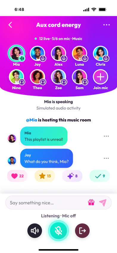 Live voice room app preview